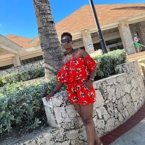 Floral Short Set w/pockets